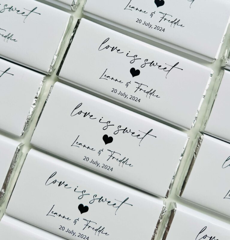 Love Is Sweet Black & White Custom Chocolate Bars