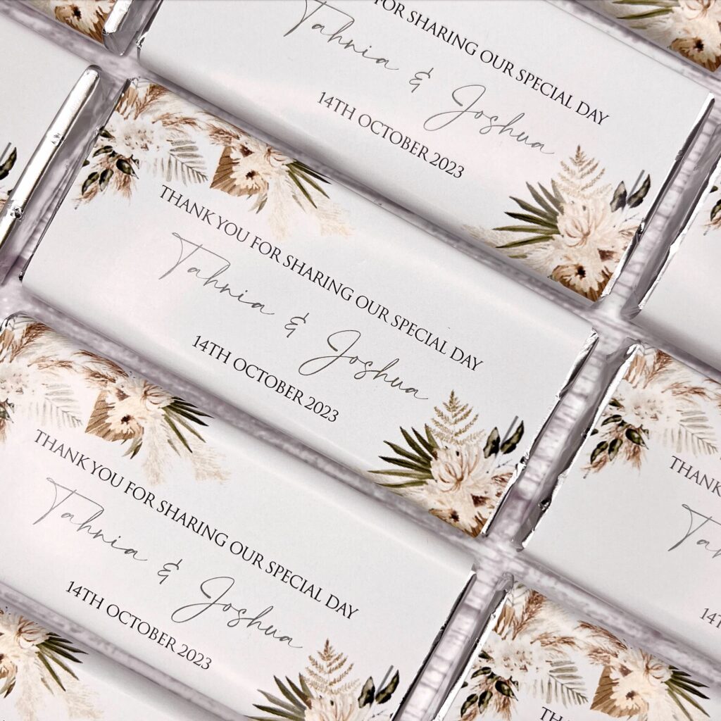 elegant boho florals custom chocolate bars