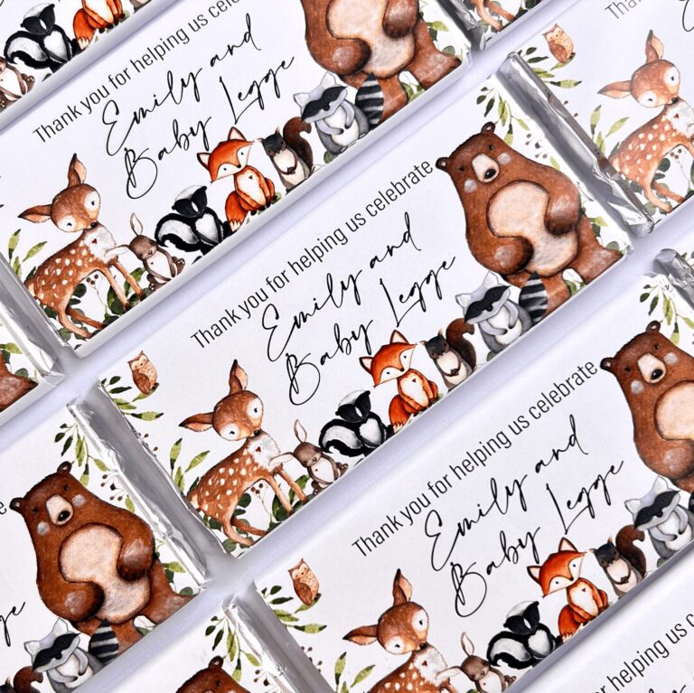 Watercolour Woodlands Animals Custom Chocolate Bars