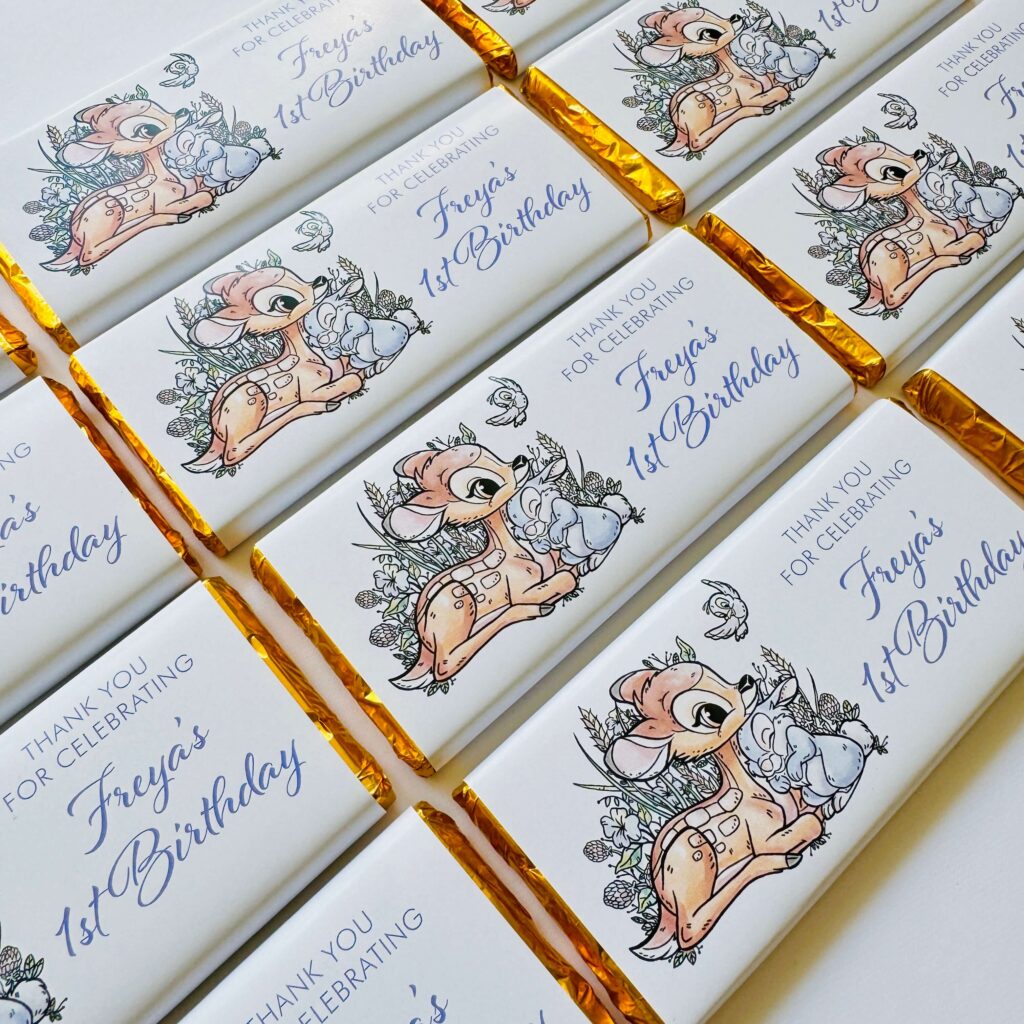 bambi chocolate bar favours