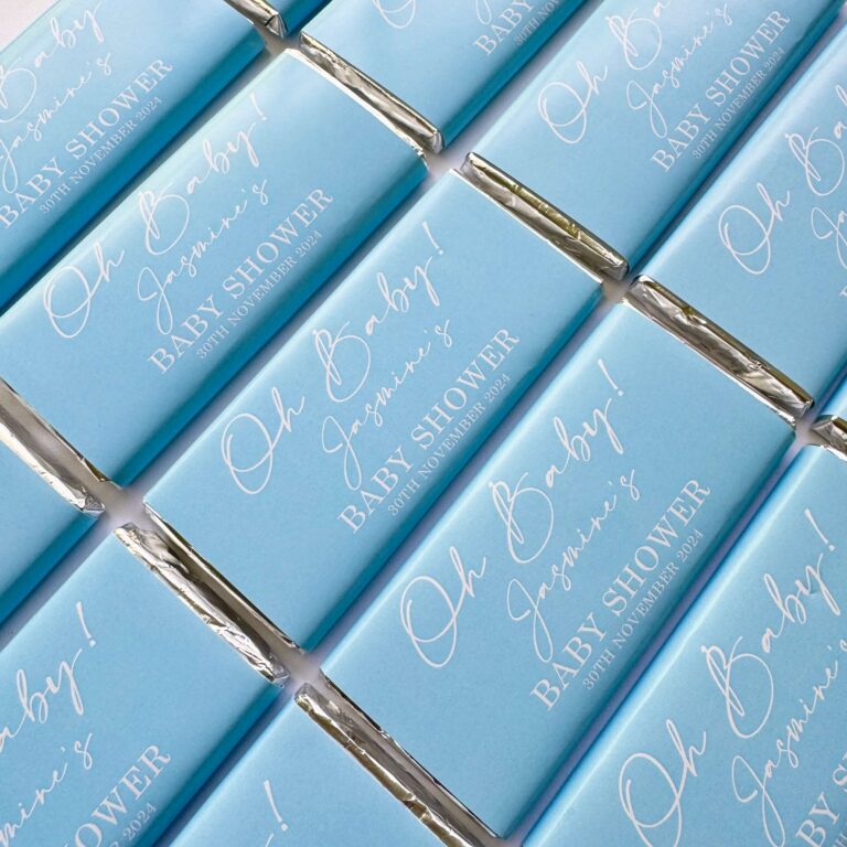 Oh Baby Pastel Blue Personalised Chocolate Bars