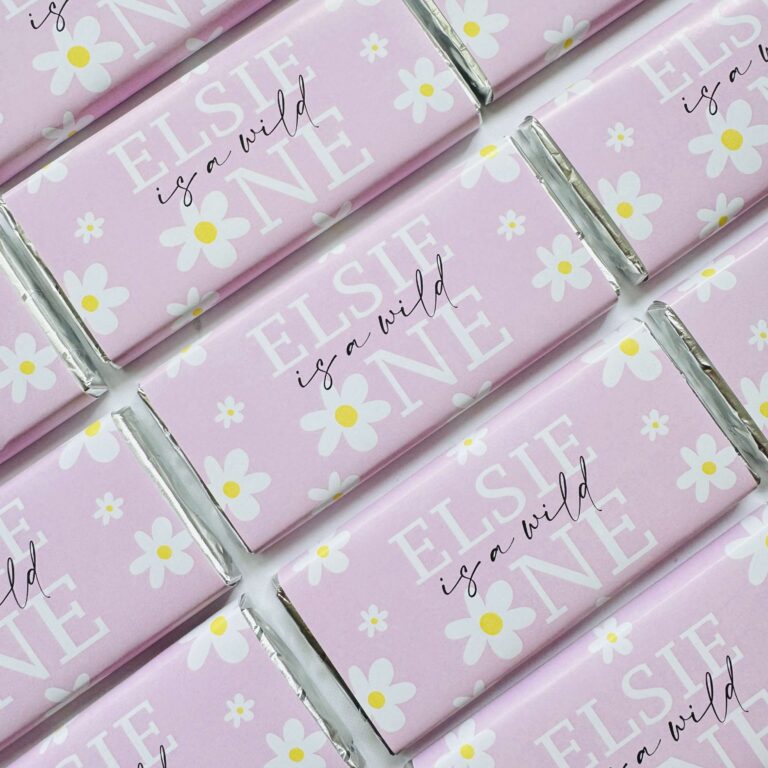 Pink Daisy Theme Personalised Chocolate Bars