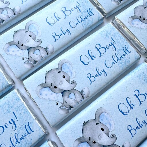 blue baby elephant chocolate favours