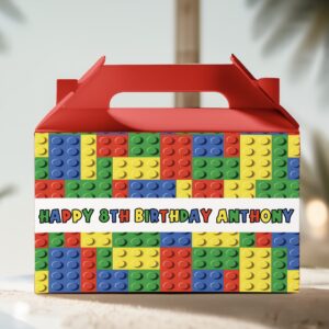 building blocks theme party bags red