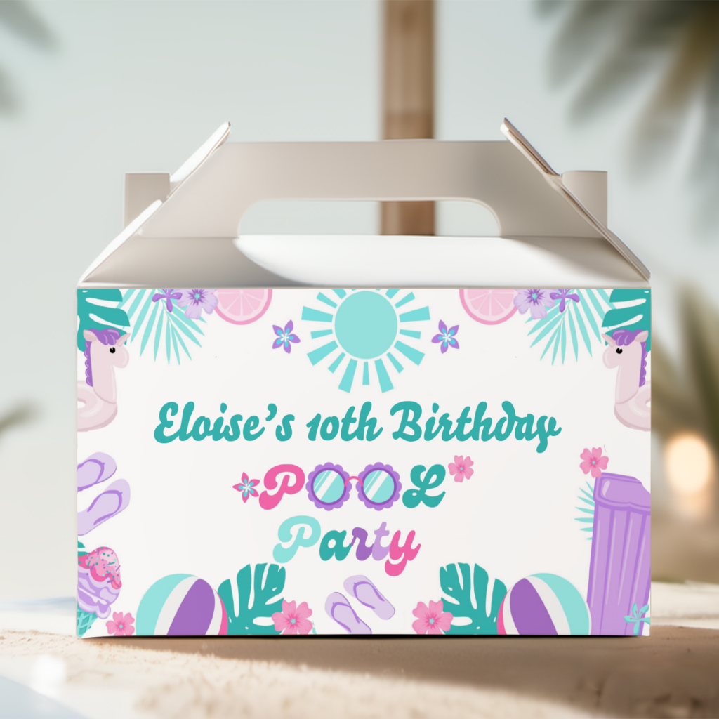 build your own pool party theme party lolly box packs white