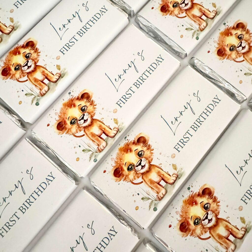 lion cun baby chocolate bar favours