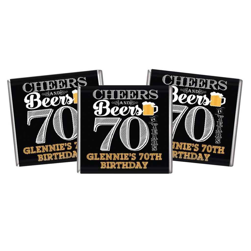 cheers & beers to 70 years petite chocolates