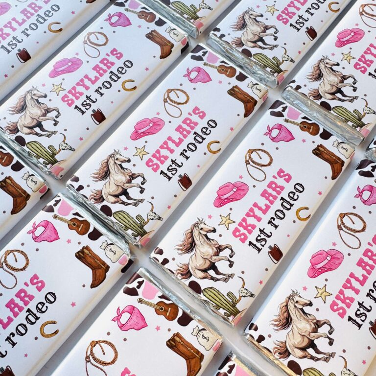 Baby Girl First Rodeo Birthday Custom Chocolate Bars