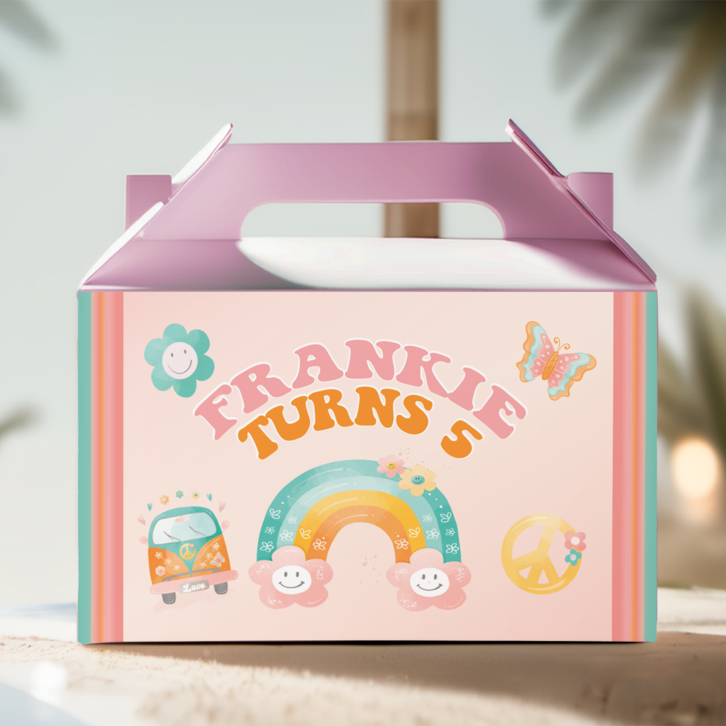 groovy theme party box pink