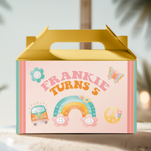 groovy theme party box yellow