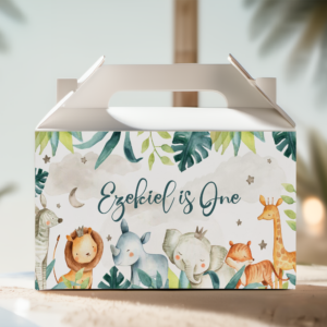 jungle animals party box white