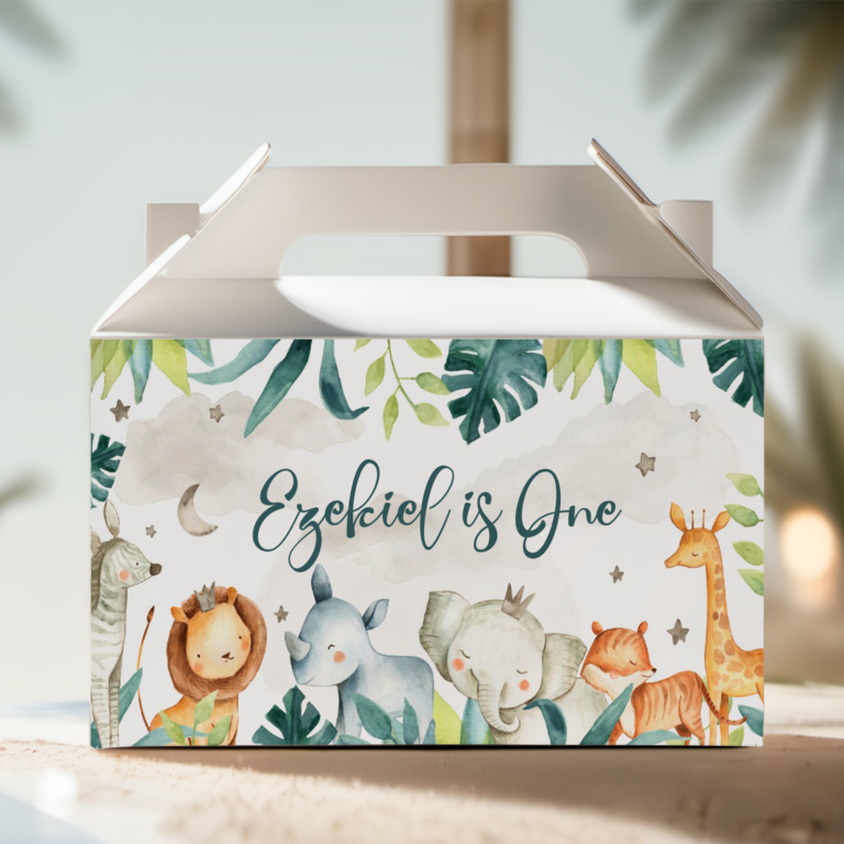 Build Your Own Jungle Animals Theme Party Lolly Box Packs