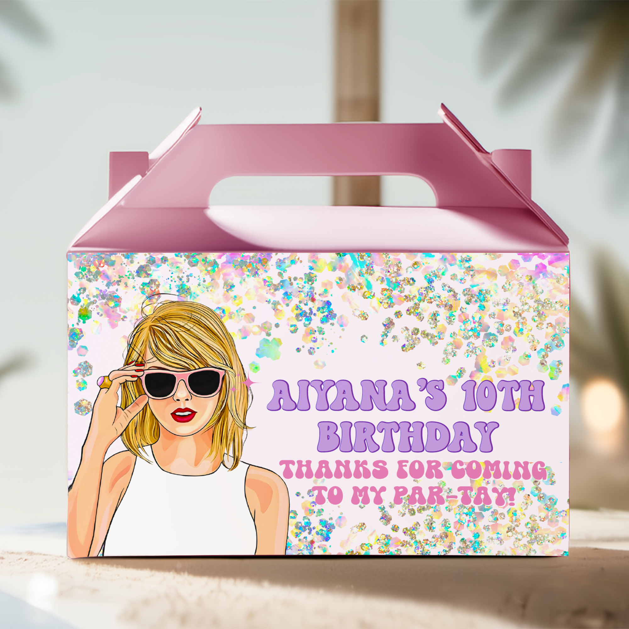 Swiftie party lolly box favours