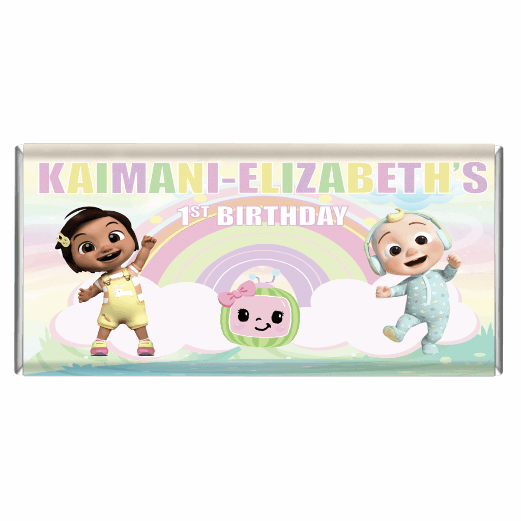 cocomelon pastel theme chocolate bar