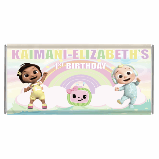 cocomelon pastel theme chocolate bar