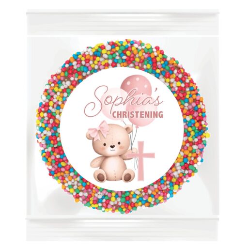 Pink Teddy Bear & Cross Giant Chocolate Freckles