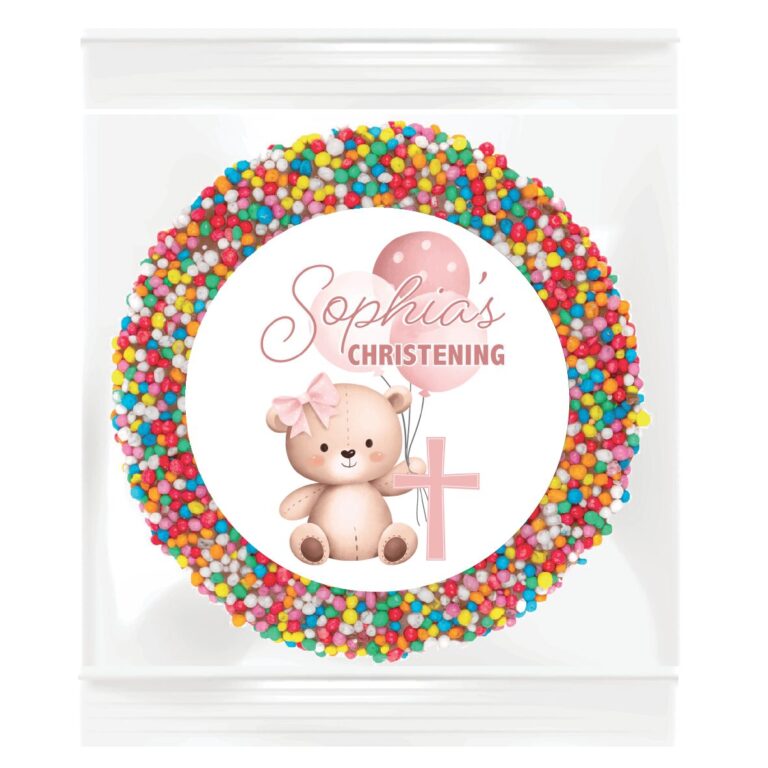 Pink Teddy Bear & Cross Giant Chocolate Freckles
