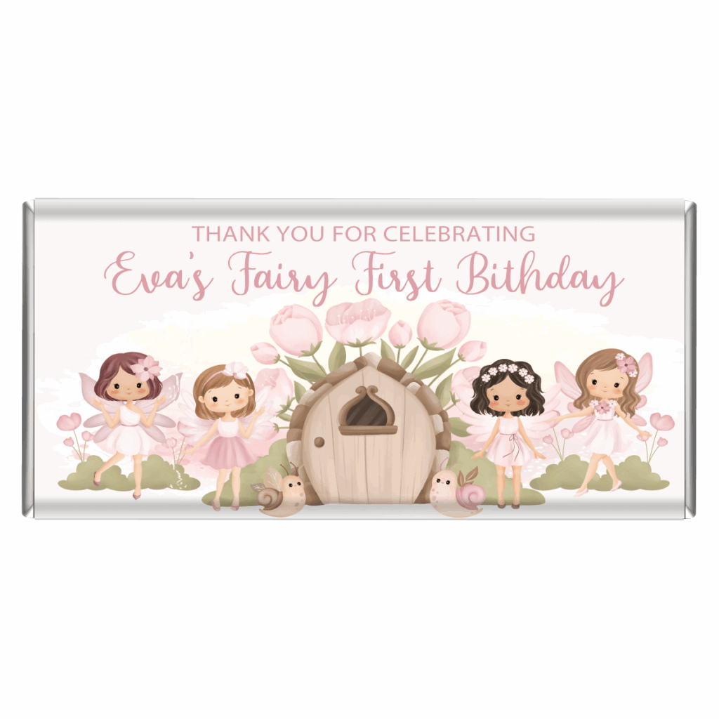 Fairy First Birthday Personalised Chocolate Bar Favours