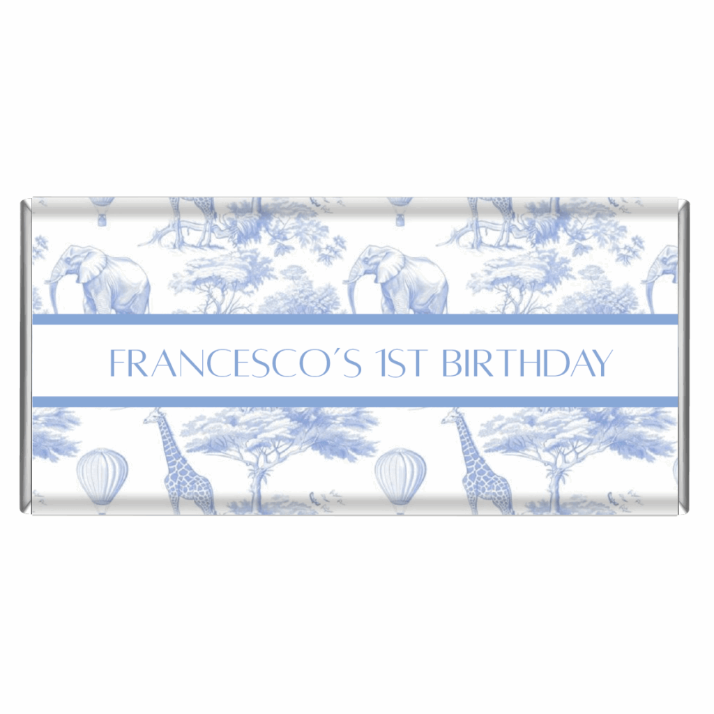 Luxury Safari Toile Personalised Chocolate Bar Favours