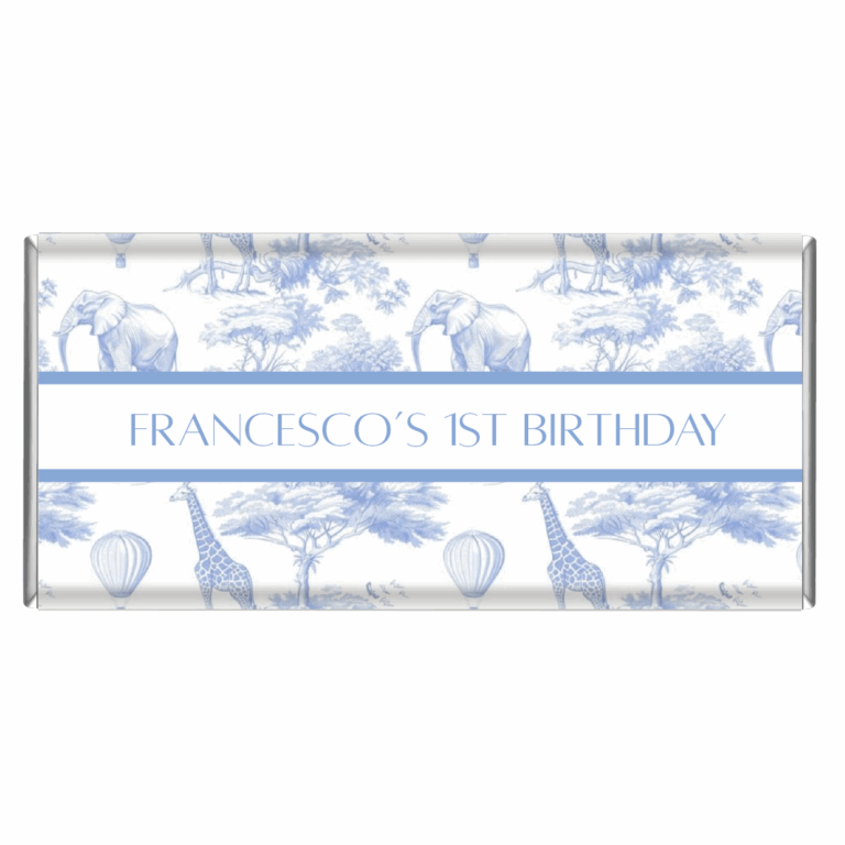 Luxury Safari Toile Personalised Chocolate Bar Favours