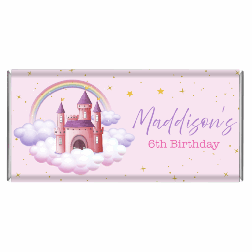 princess castle personalised chocolate bar favours