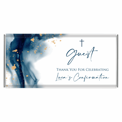 navy & gold watercolour & cross custom chocolate bars