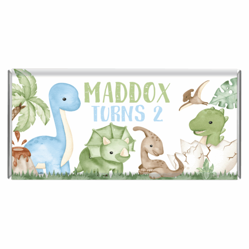 Adorable Baby Dinosaur Custom Chocolate Bar Favours