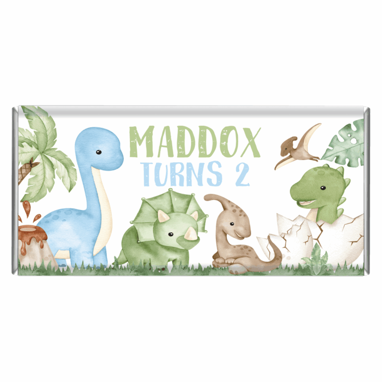 Adorable Baby Dinosaur Custom Chocolate Bar Favours