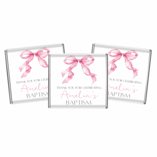 Pink Bow Custom Baptism Petite Chocolate Favours