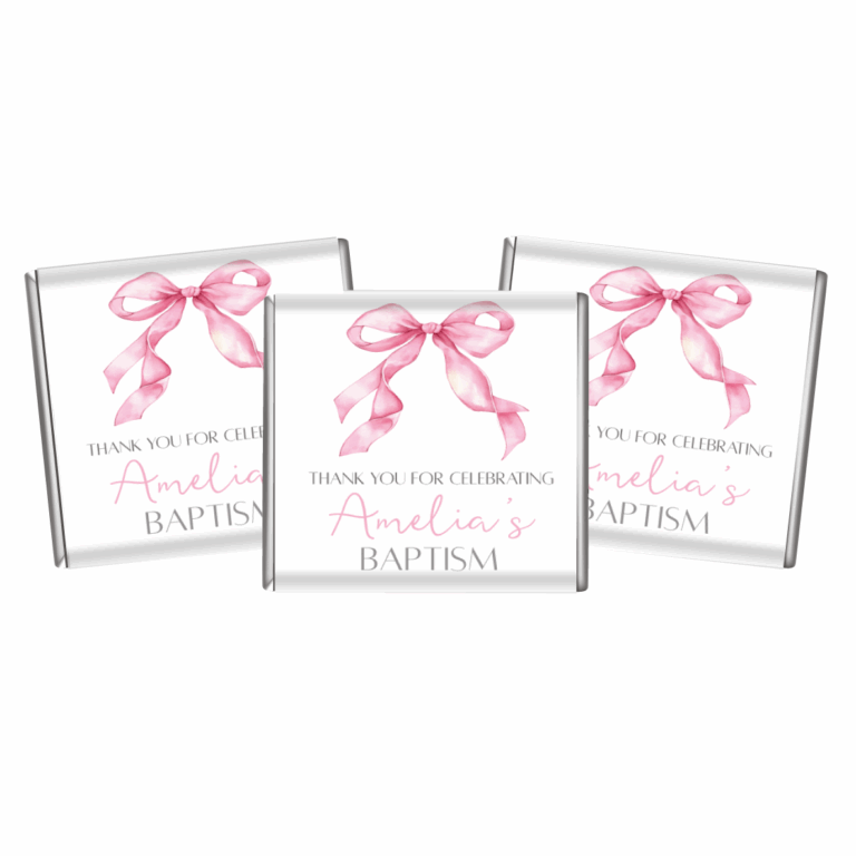 Pink Bow Custom Baptism Petite Chocolate Favours