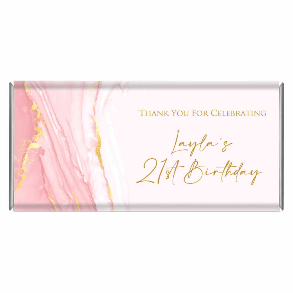 Blush Pink & Gold Marble Chocolate Bar Favours