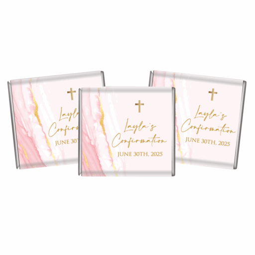 Pink & Gold Marble & Cross Custom Petite Chocolates