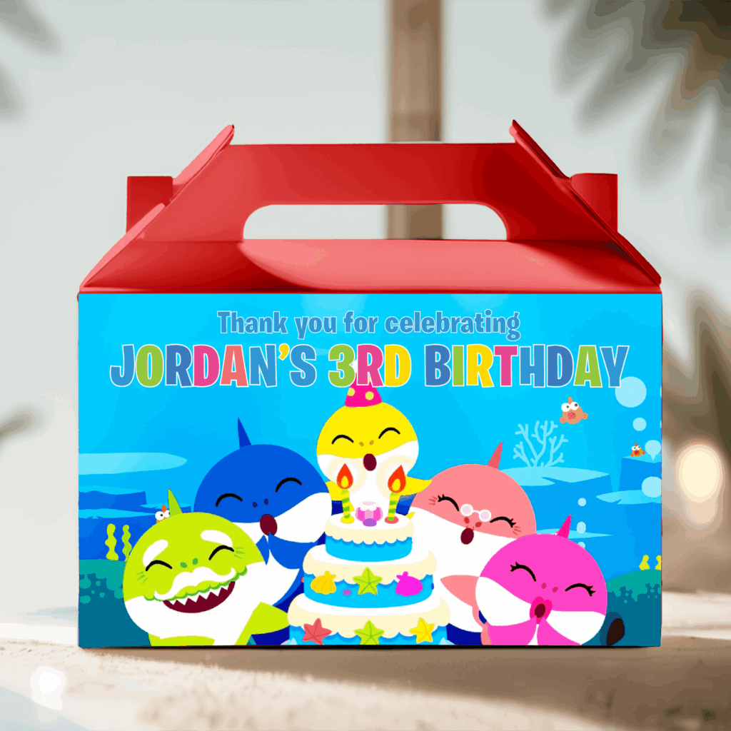 build your own baby shark theme party lolly box packs red