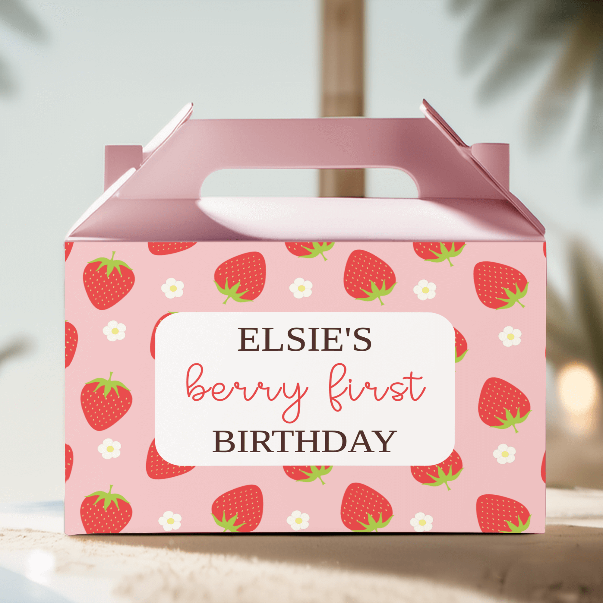 berry first birthday favour box pink