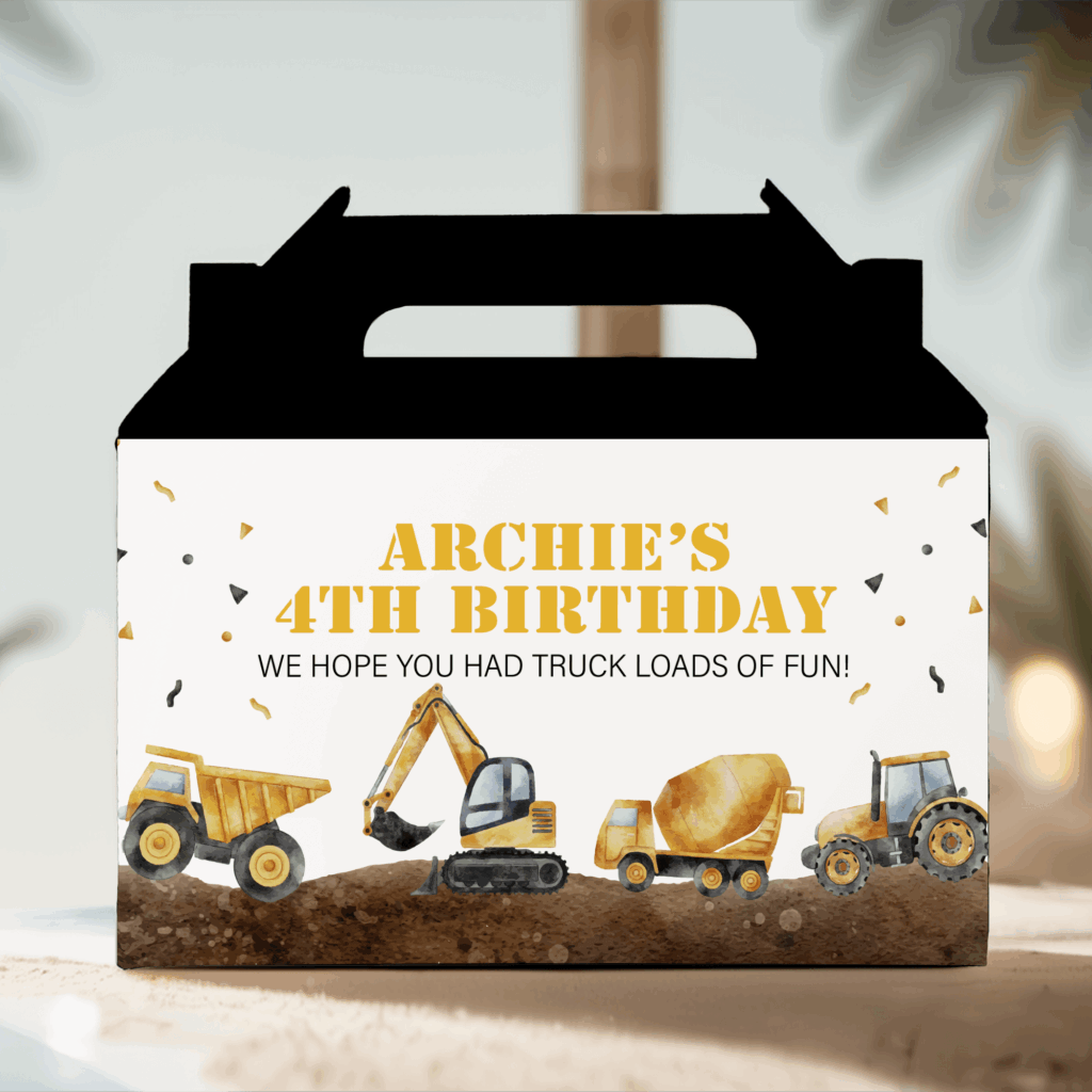 build your own construction theme party lolly box packs black