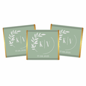 sage wreath initials petite custom chocolates petite gold