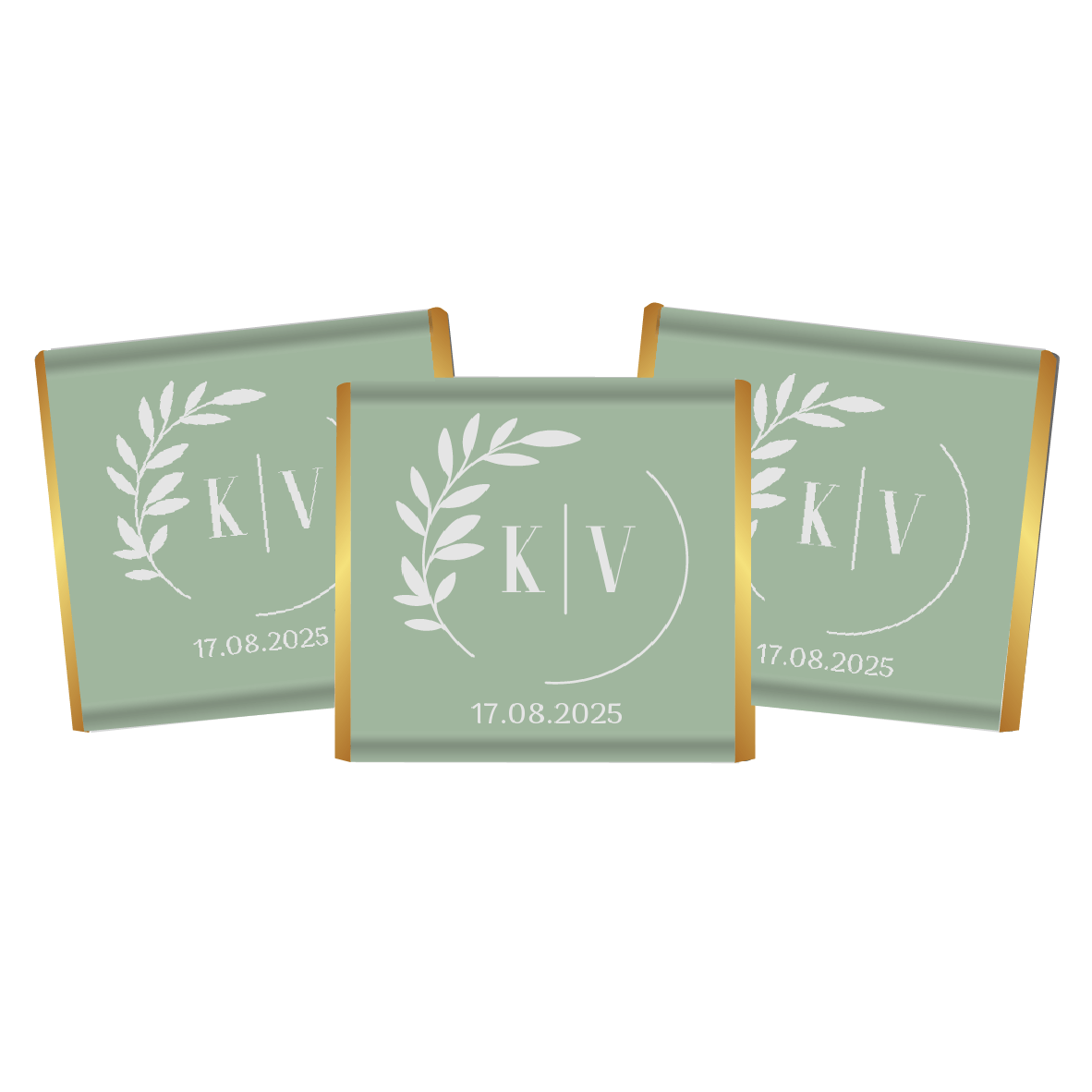 sage wreath initials petite custom chocolates petite gold