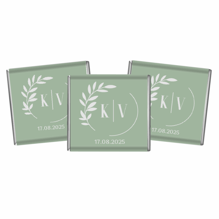Sage Wreath & Inititals Petite Personalised Chocolates