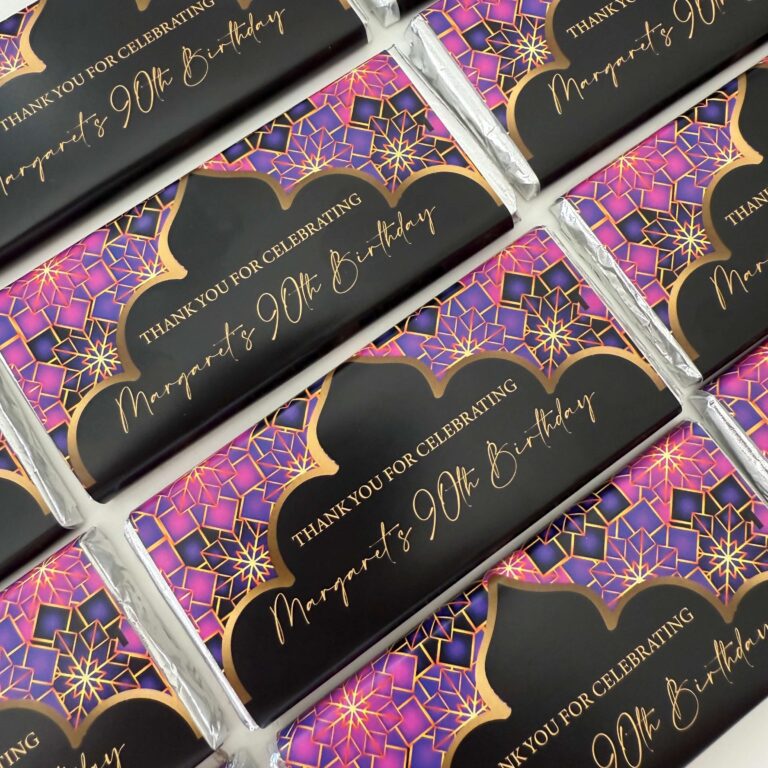 Purple & Gold Theme Personalised Chocolate Bars
