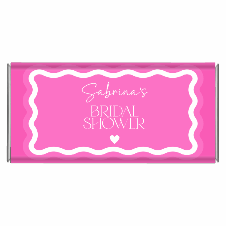Hot Pink Swirl Custom Chocolate Bar Favours